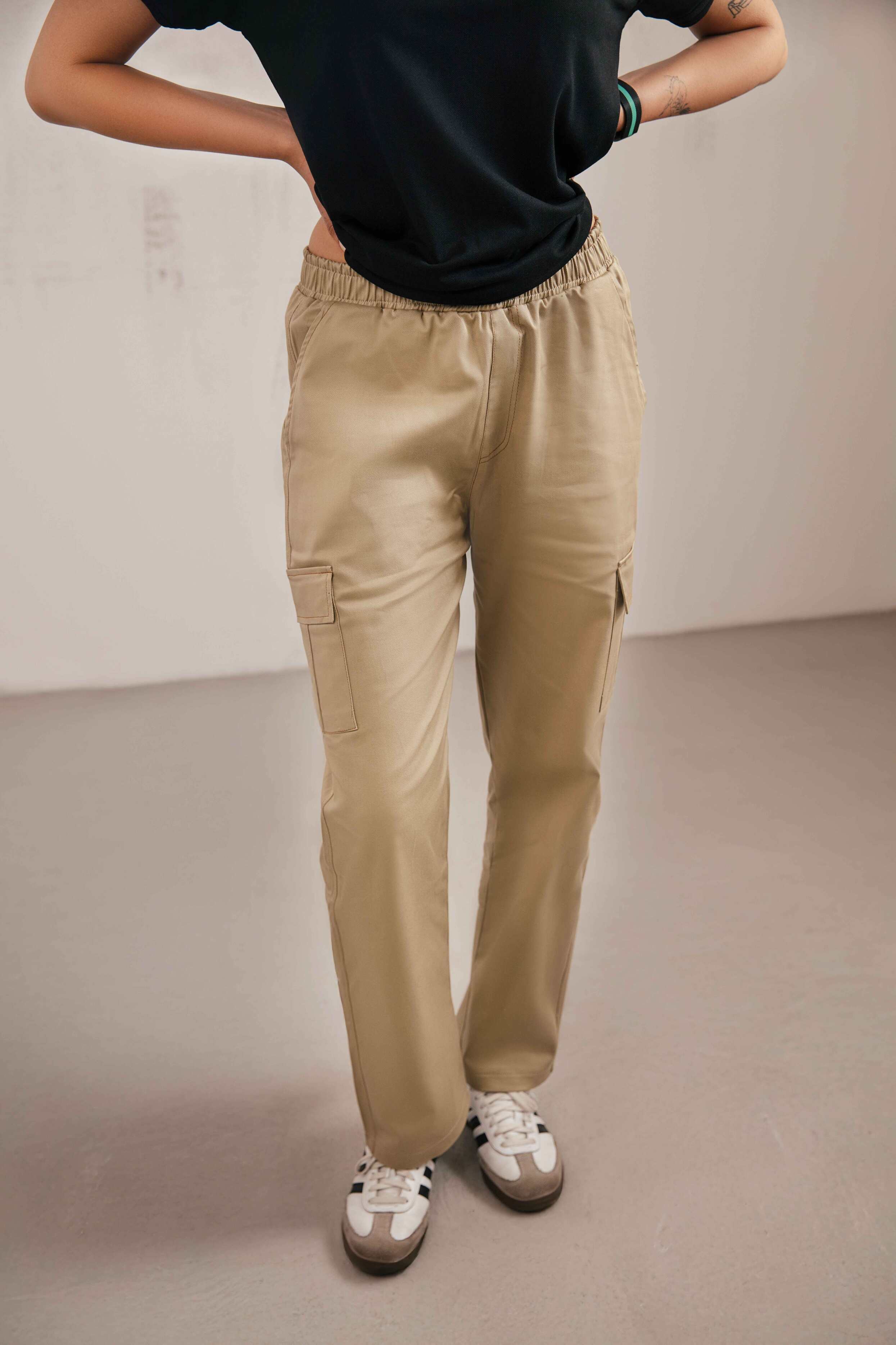 Beige Cargo Trousers