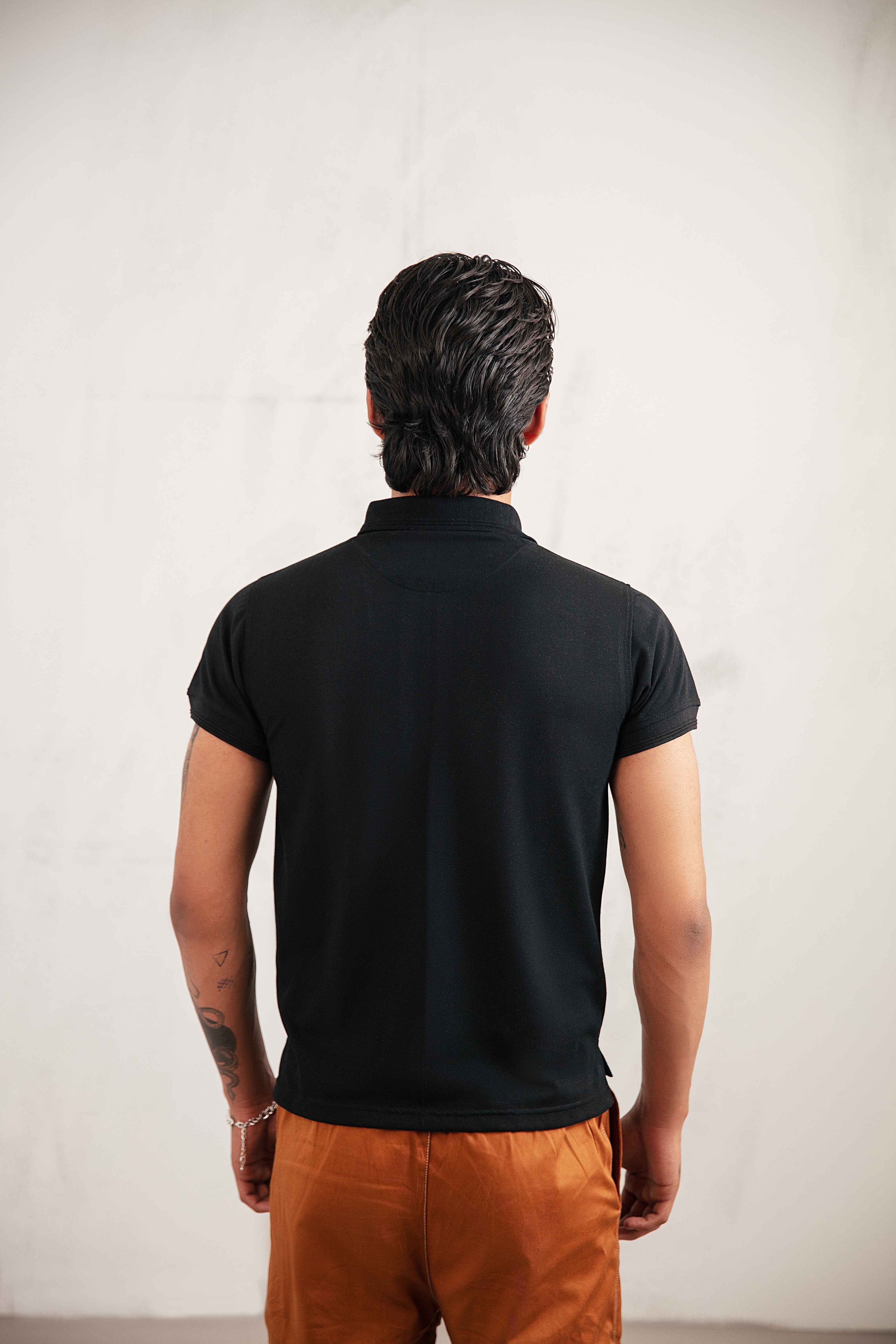 Black Zipper Polo T-Shirt