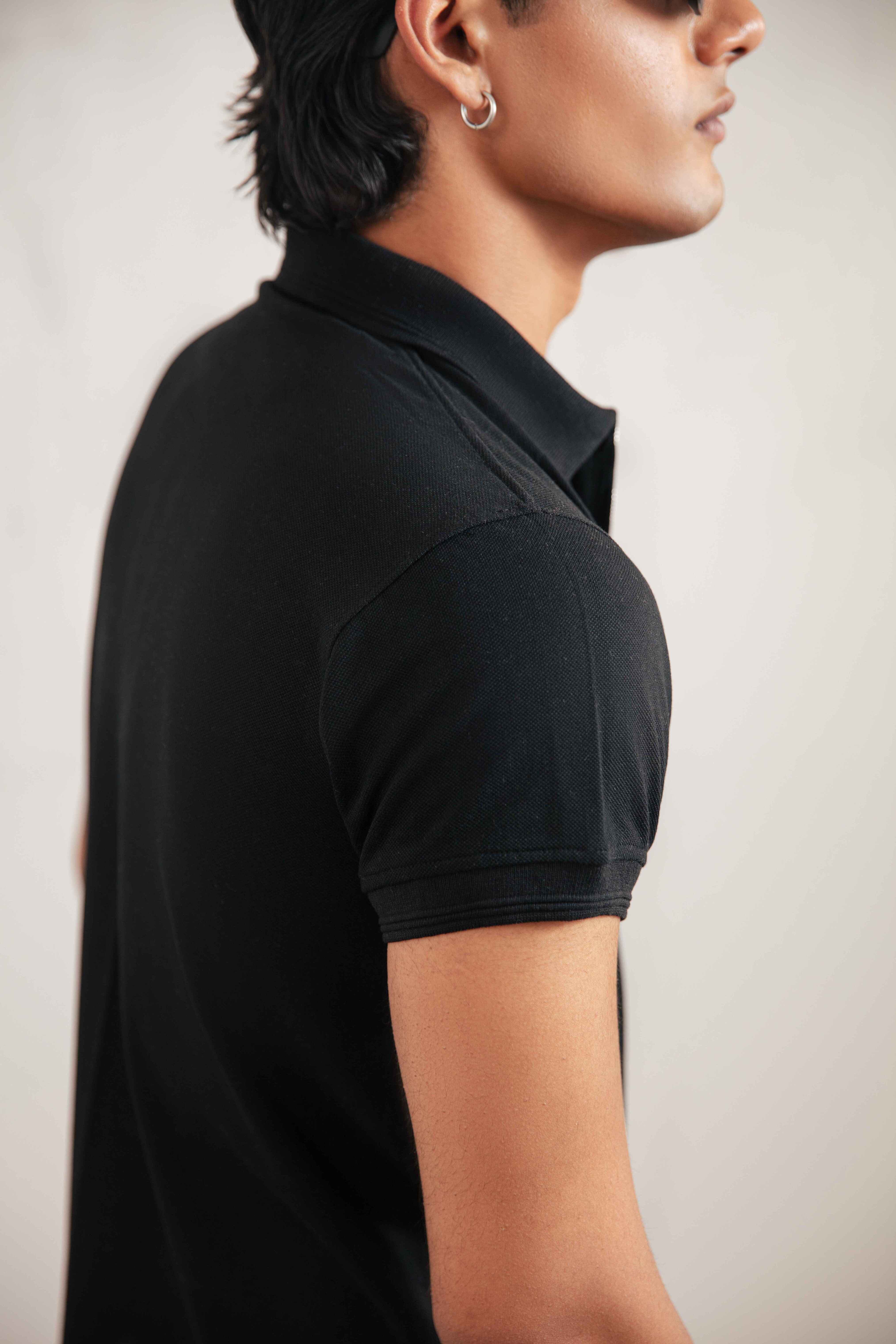 Black Zipper Polo T-Shirt