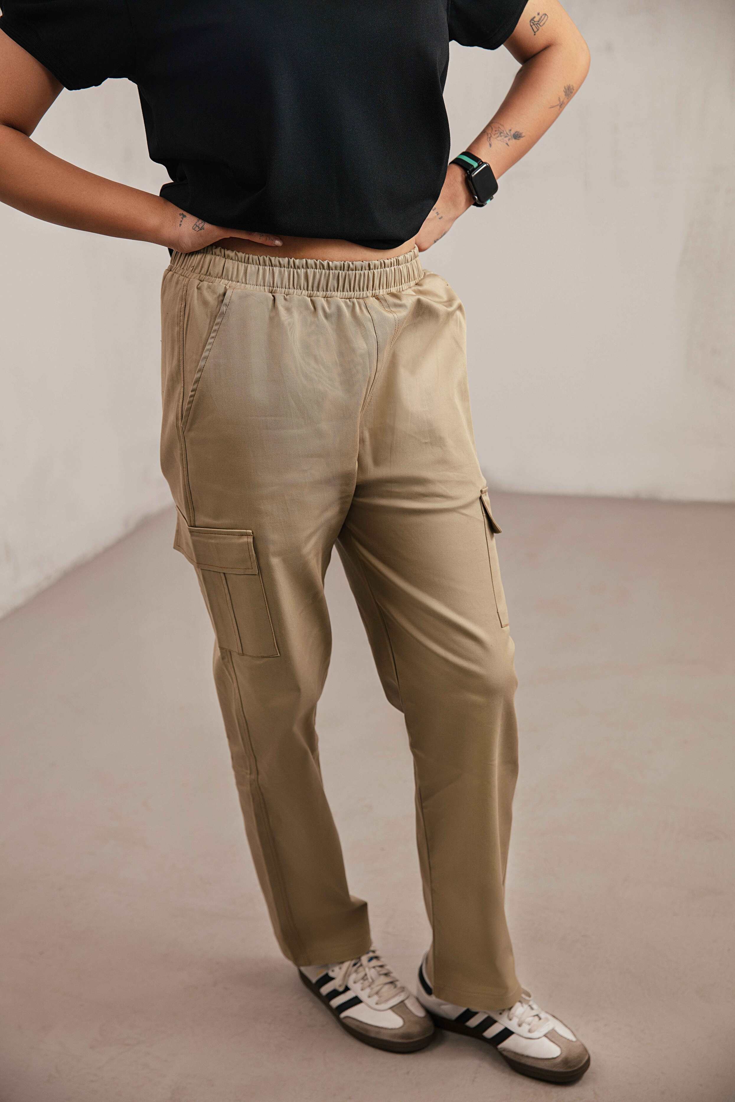 Beige Cargo Trousers