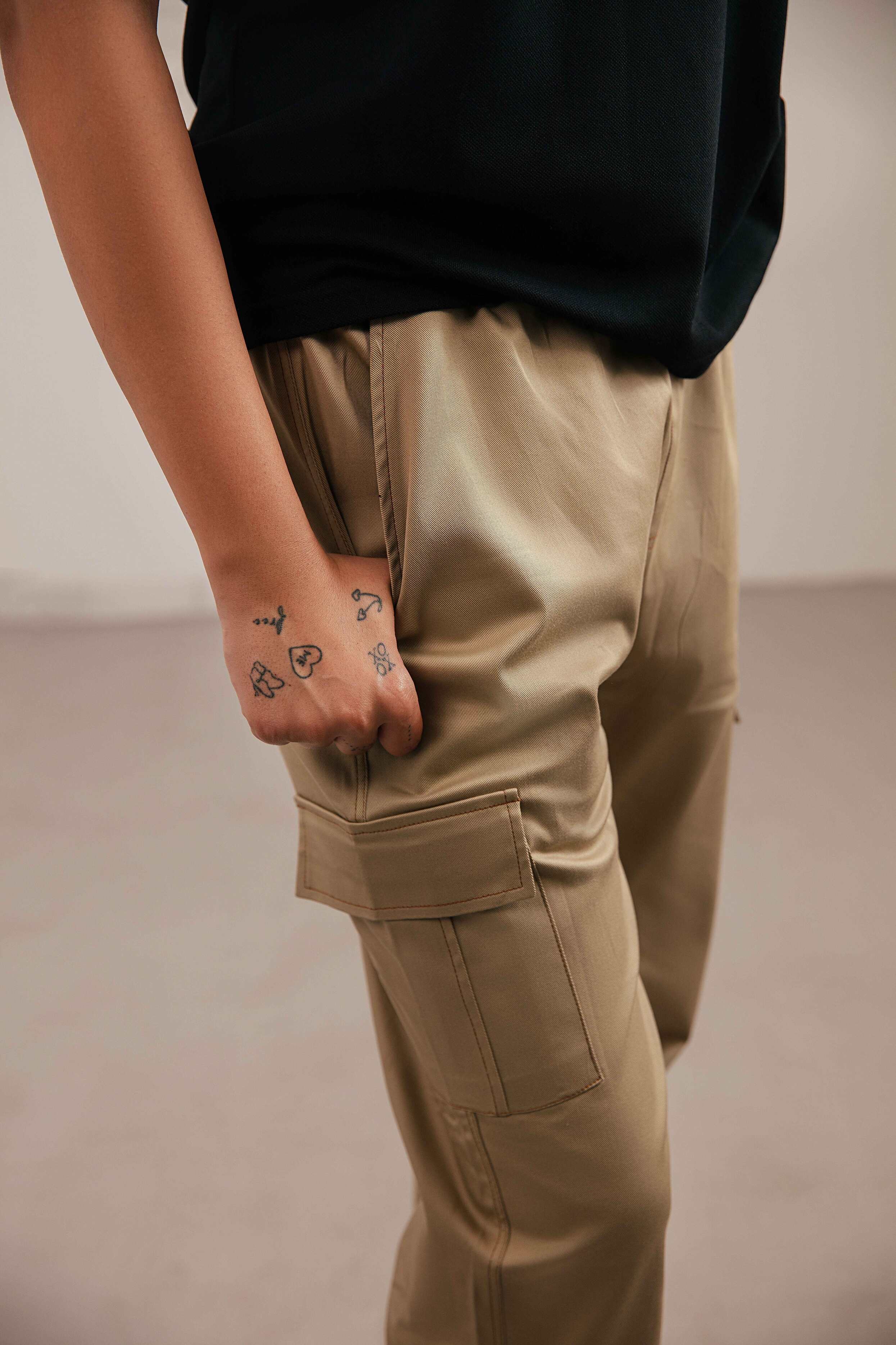 Beige Cargo Trousers