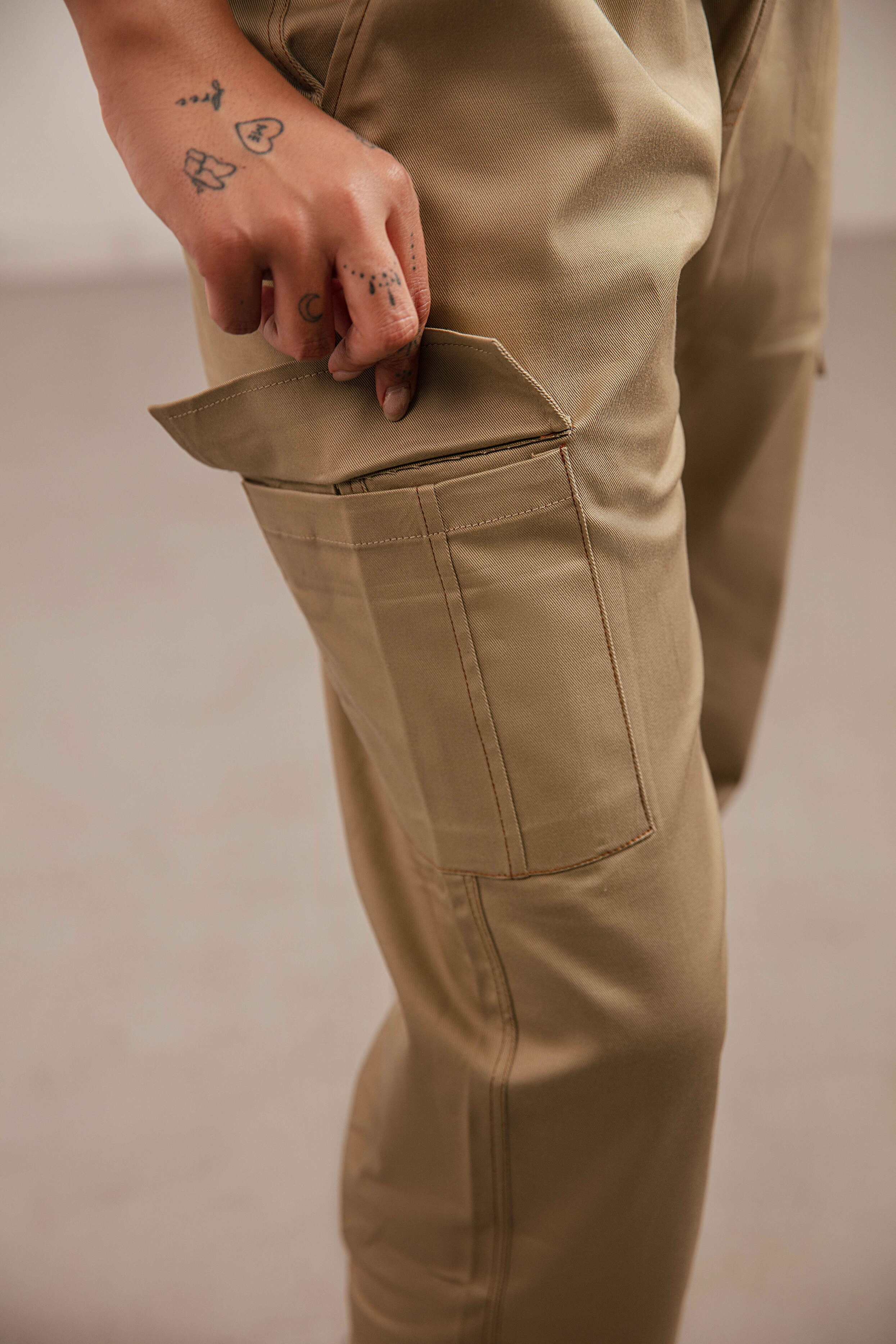 Beige Cargo Trousers